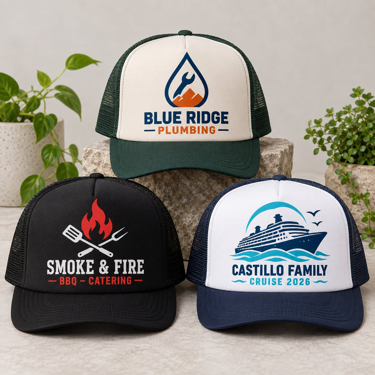 Custom DTF printed trucker hats