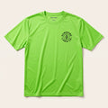 Custom Sport-Tek ST350 Dri-FIT performance tee in safety green with a lawn care logo